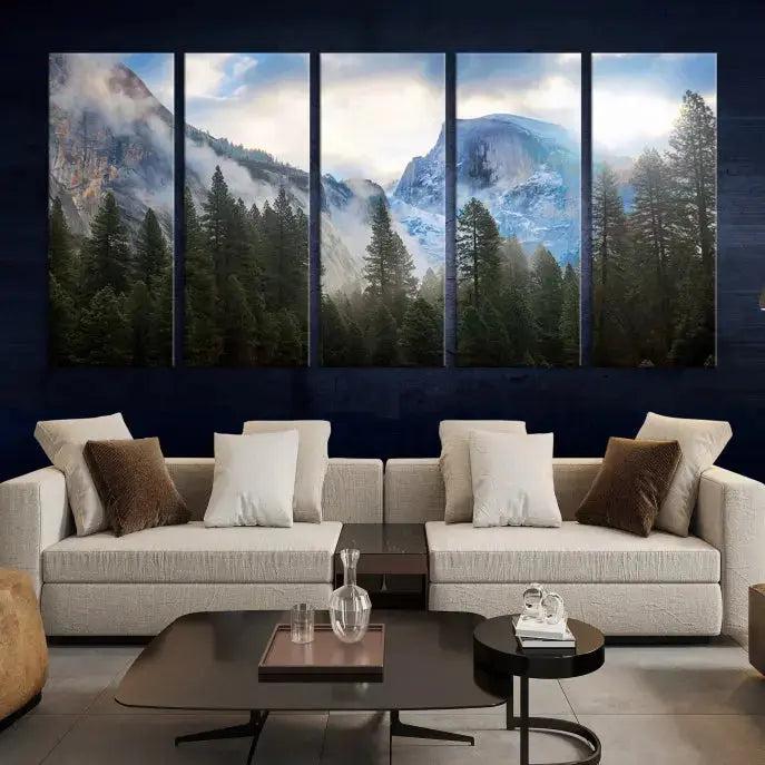 Mountain Landscape Forest Nature Large Canvas Wall Art Giclee Print