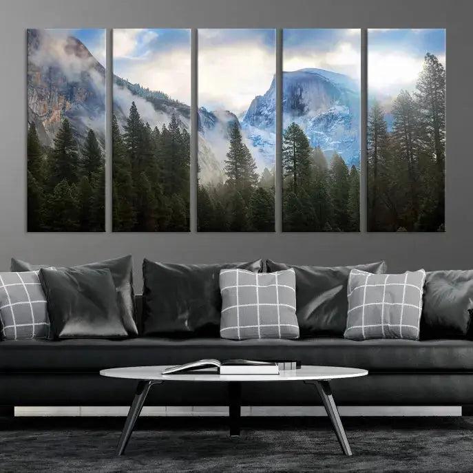 Mountain Landscape Forest Nature Large Canvas Wall Art Giclee Print