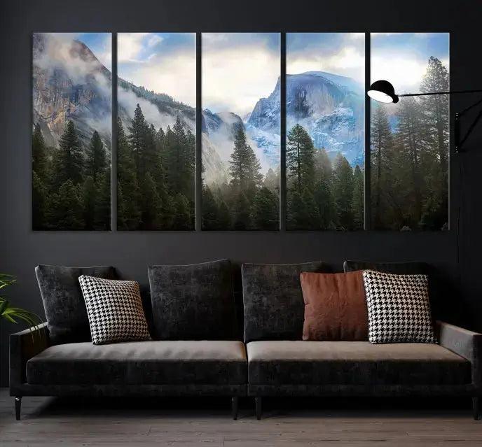 Mountain Landscape Forest Nature Large Canvas Wall Art Giclee Print