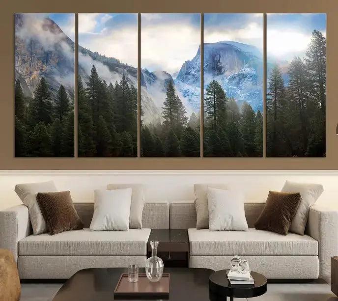 Mountain Landscape Forest Nature Large Canvas Wall Art Giclee Print