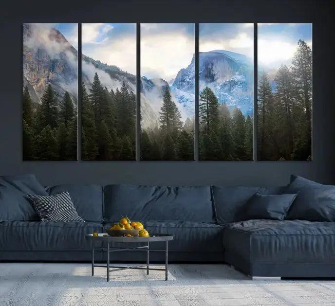 Mountain Landscape Forest Nature Large Canvas Wall Art Giclee Print