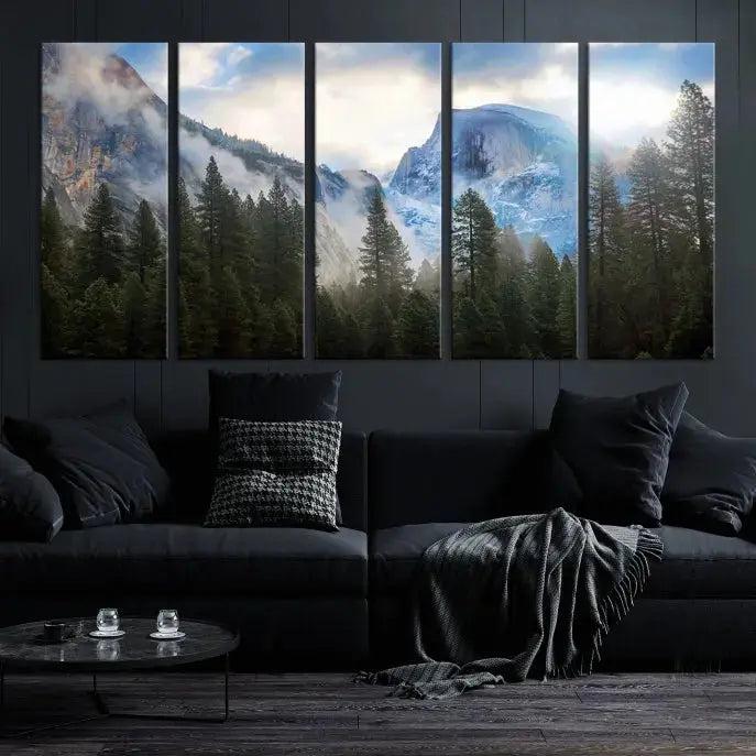 Mountain Landscape Forest Nature Large Canvas Wall Art Giclee Print