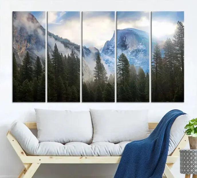 Mountain Landscape Forest Nature Large Canvas Wall Art Giclee Print