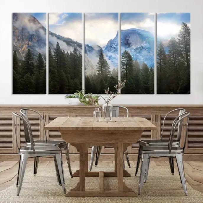 Mountain Landscape Forest Nature Large Canvas Wall Art Giclee Print