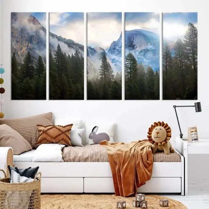 Mountain Landscape Forest Nature Large Canvas Wall Art Giclee Print