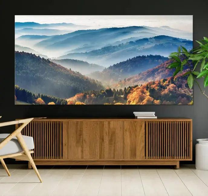 Mountain and Autumn Forest Landscape Wall Art Canvas Print