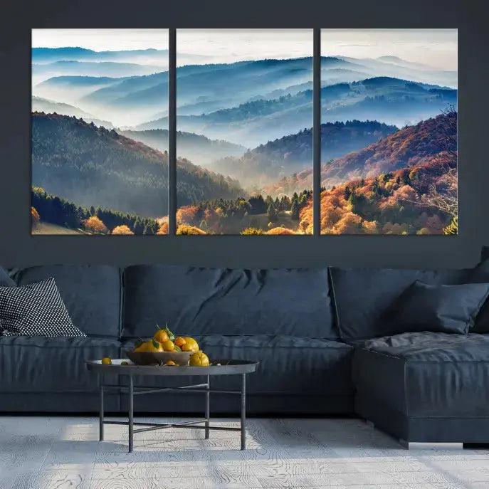 Mountain and Autumn Forest Landscape Wall Art Canvas Print