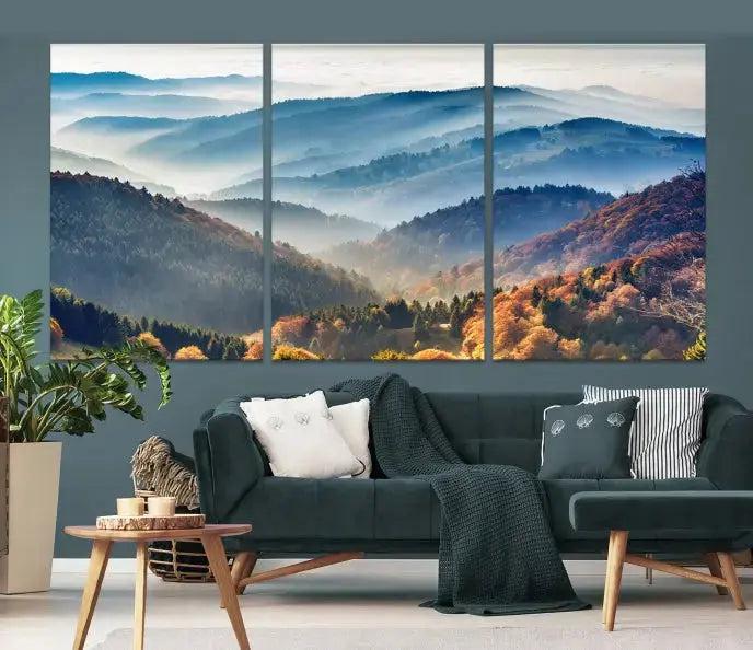 Mountain and Autumn Forest Landscape Wall Art Canvas Print