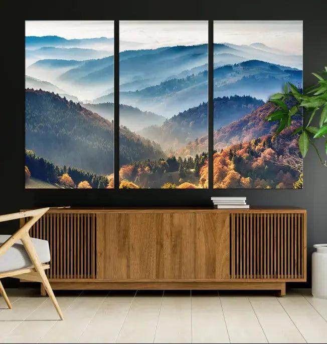 Mountain and Autumn Forest Landscape Wall Art Canvas Print