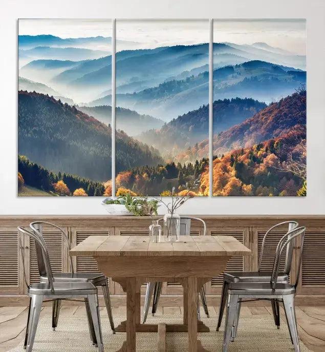 Mountain and Autumn Forest Landscape Wall Art Canvas Print