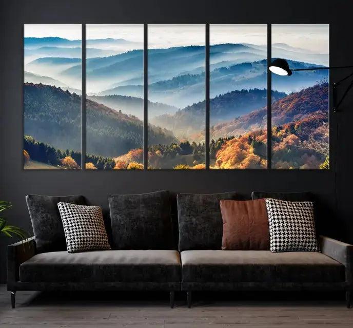 Mountain and Autumn Forest Landscape Wall Art Canvas Print