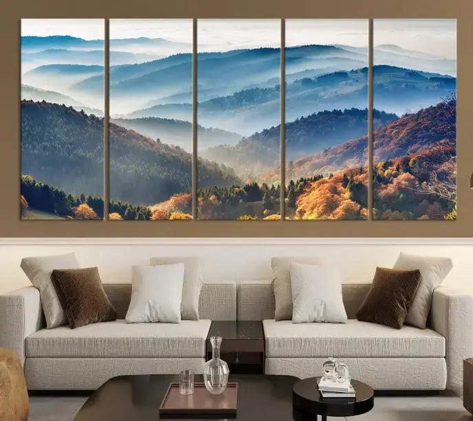 Mountain and Autumn Forest Landscape Wall Art Canvas Print