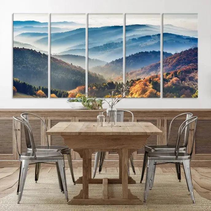 Mountain and Autumn Forest Landscape Wall Art Canvas Print