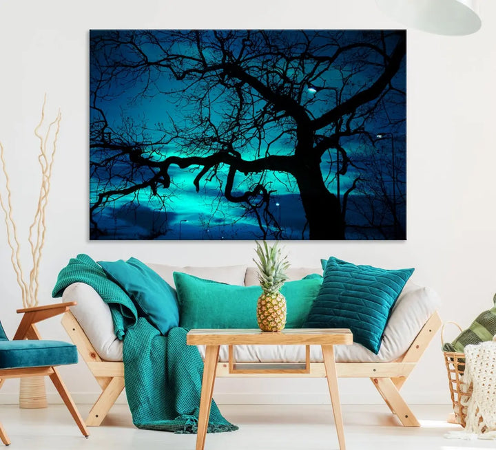 Mystic Dark Forest Tree Wall Art Canvas Print