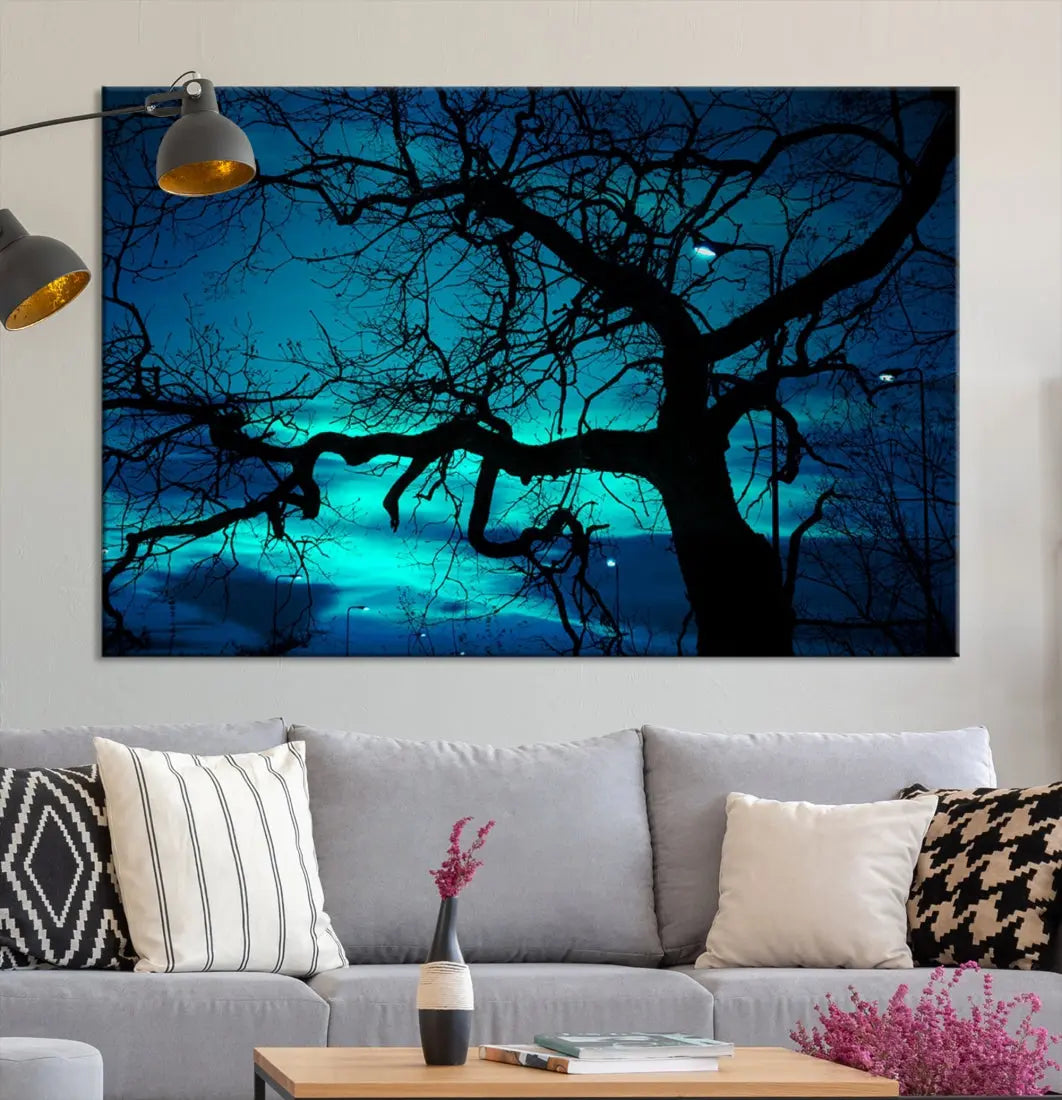 Mystic Dark Forest Tree Wall Art Canvas Print