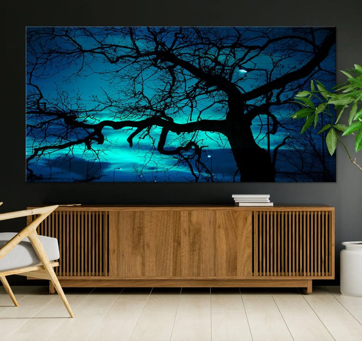 Mystic Dark Forest Tree Wall Art Canvas Print