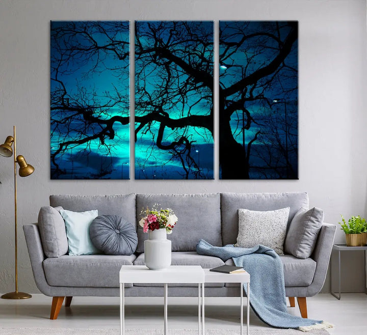 Mystic Dark Forest Tree Wall Art Canvas Print