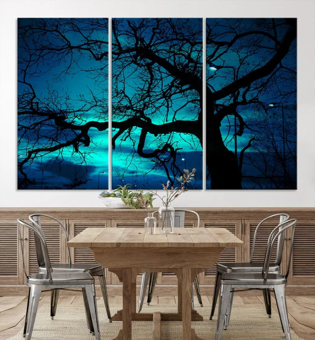 Mystic Dark Forest Tree Wall Art Canvas Print