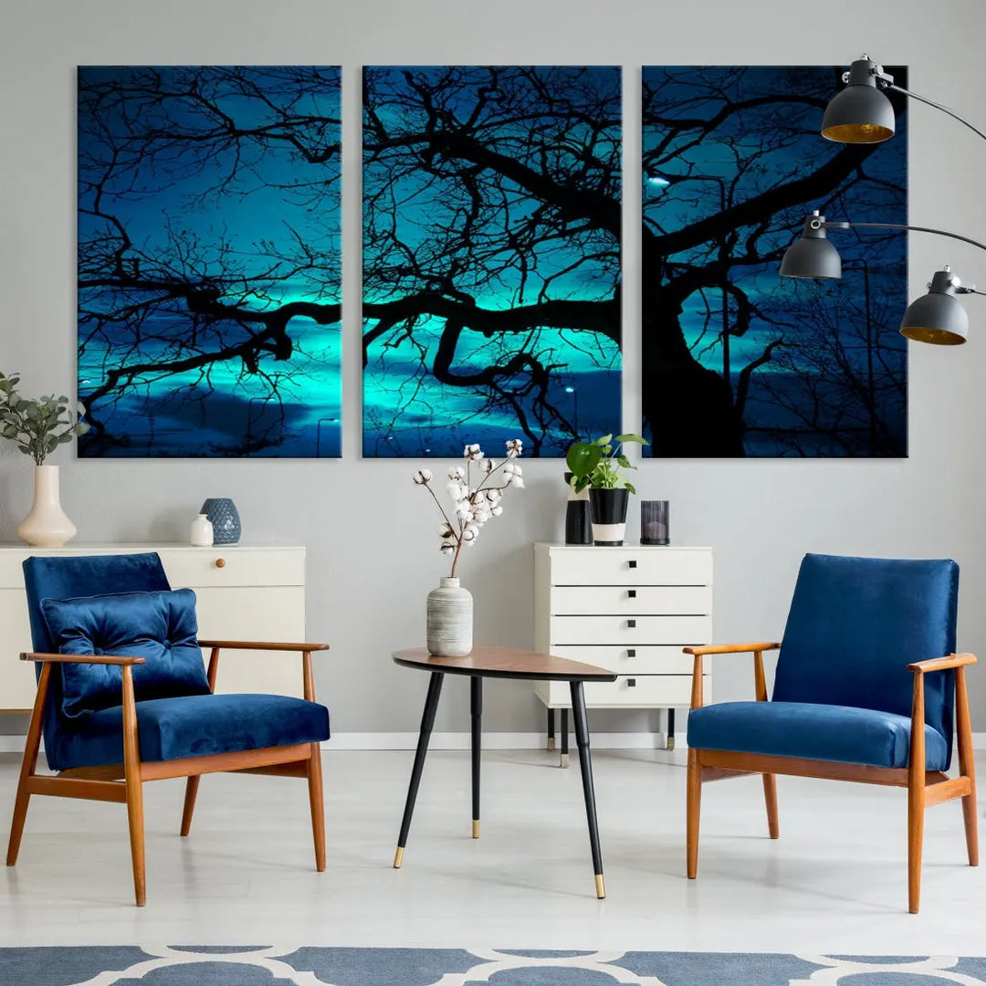 Mystic Dark Forest Tree Wall Art Canvas Print