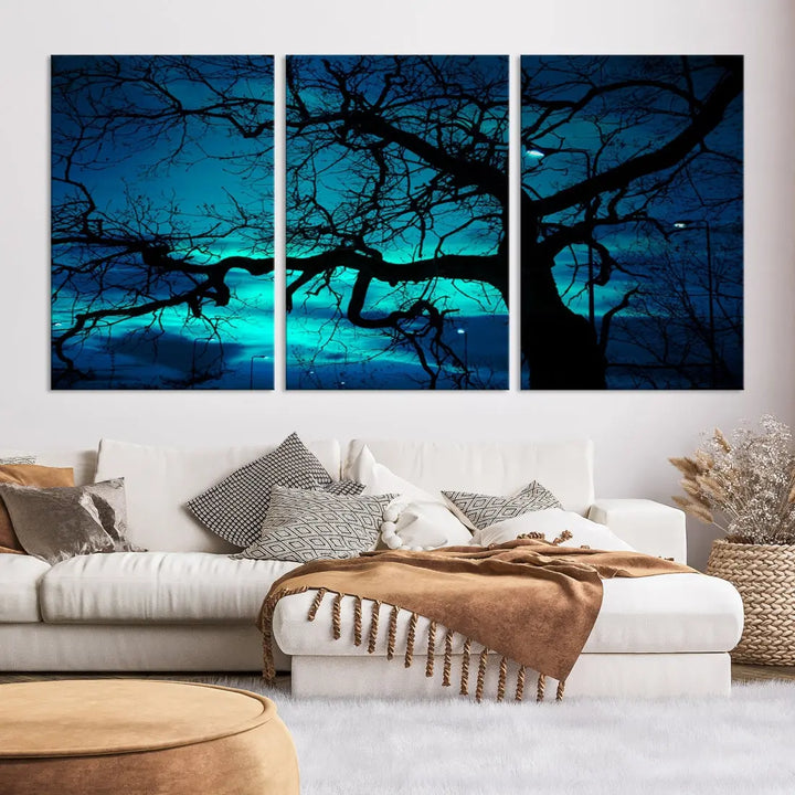 Mystic Dark Forest Tree Wall Art Canvas Print