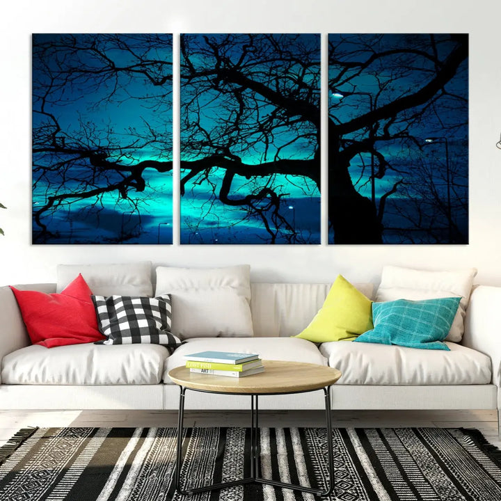 Mystic Dark Forest Tree Wall Art Canvas Print