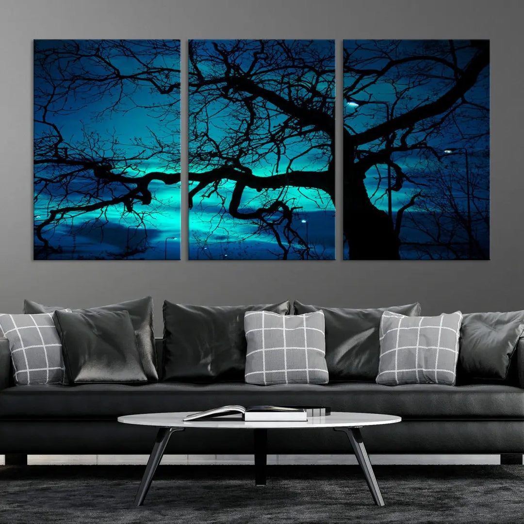 Mystic Dark Forest Tree Wall Art Canvas Print