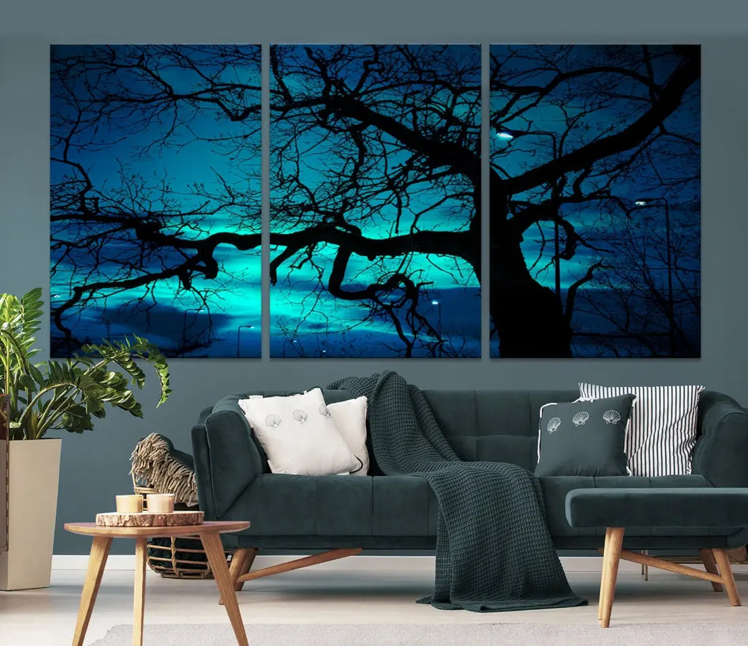 Mystic Dark Forest Tree Wall Art Canvas Print