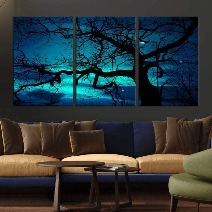 Mystic Dark Forest Tree Wall Art Canvas Print