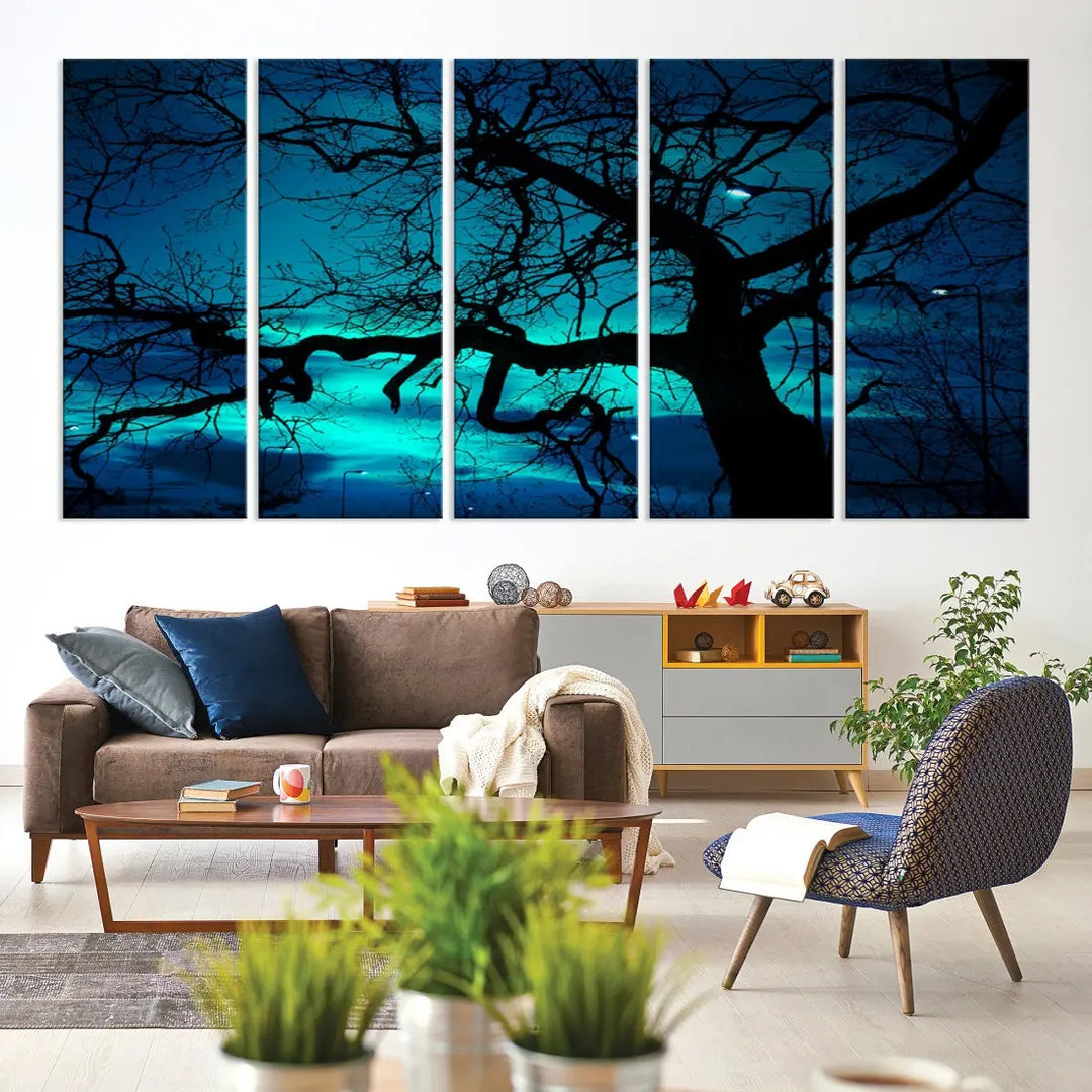 Mystic Dark Forest Tree Wall Art Canvas Print