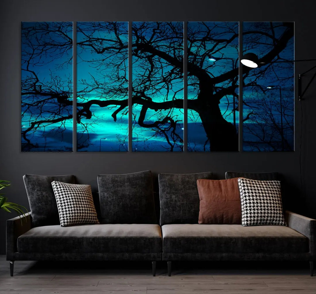 Mystic Dark Forest Tree Wall Art Canvas Print