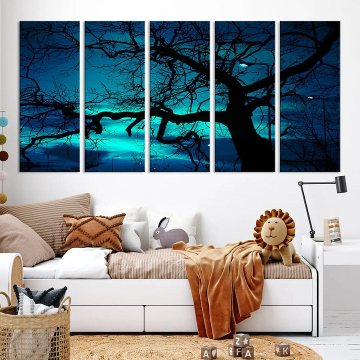 Mystic Dark Forest Tree Wall Art Canvas Print