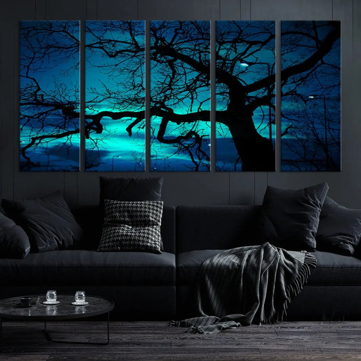 Mystic Dark Forest Tree Wall Art Canvas Print