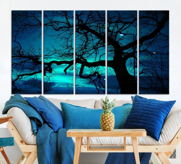 Mystic Dark Forest Tree Wall Art Canvas Print