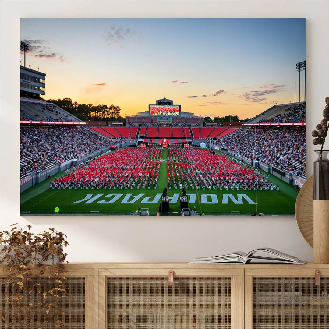 NC State Wolfpack Football Team Print - Raleigh Carter-Finley Stadium Wall Art Canvas Print