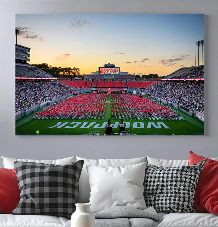 NC State Wolfpack Football Team Print - Raleigh Carter-Finley Stadium Wall Art Canvas Print