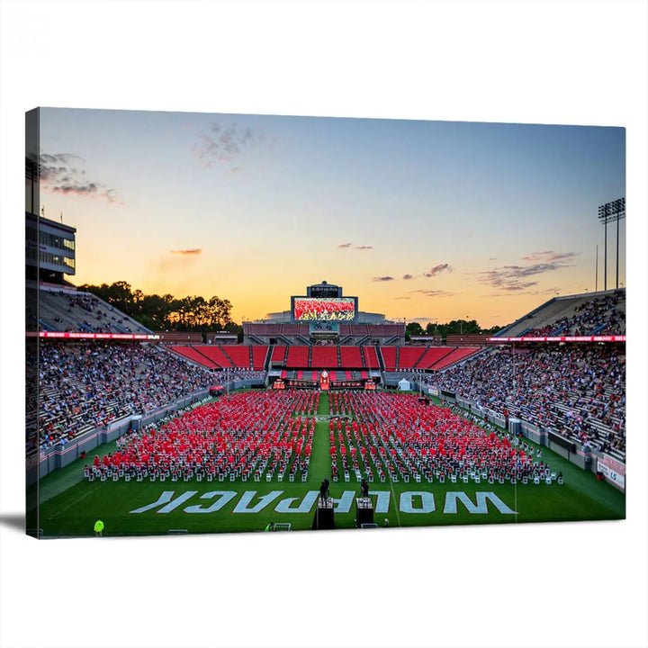 NC State Wolfpack Football Team Print - Raleigh Carter-Finley Stadium Wall Art Canvas Print