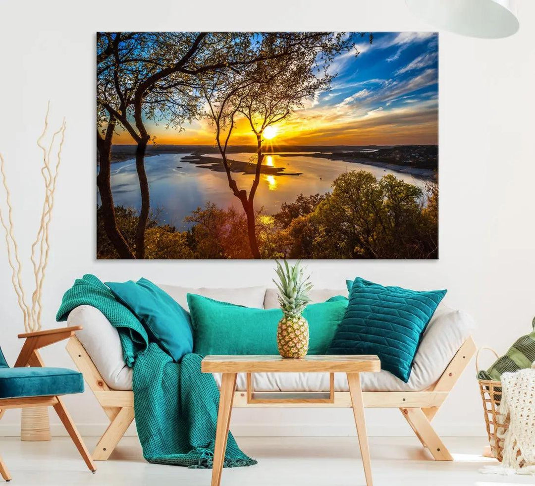 Natural Landscape Sunrise Poster Printed On Canvas Large Wall Art Canvas Print