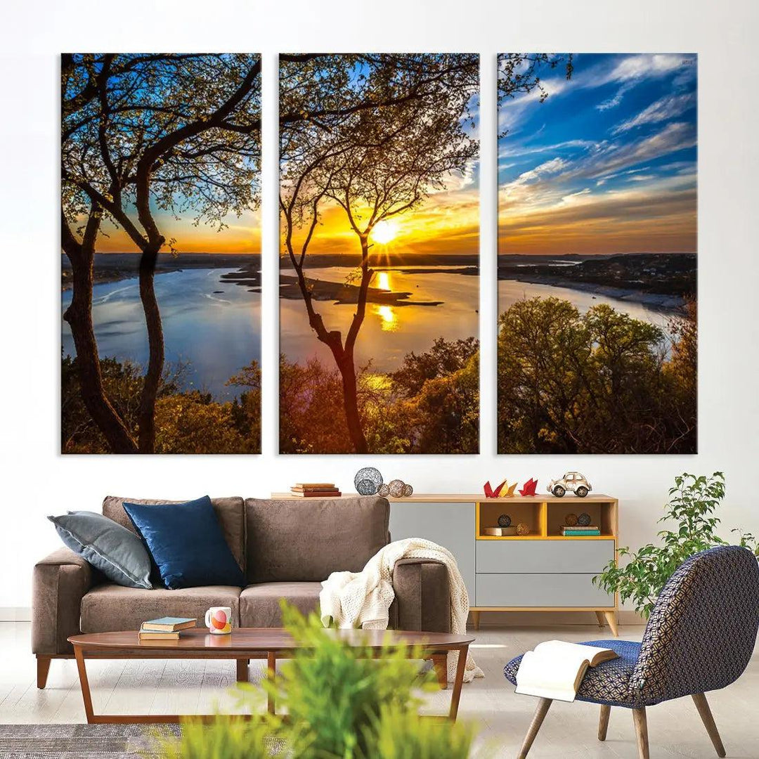 Natural Landscape Sunrise Poster Printed On Canvas Large Wall Art Canvas Print