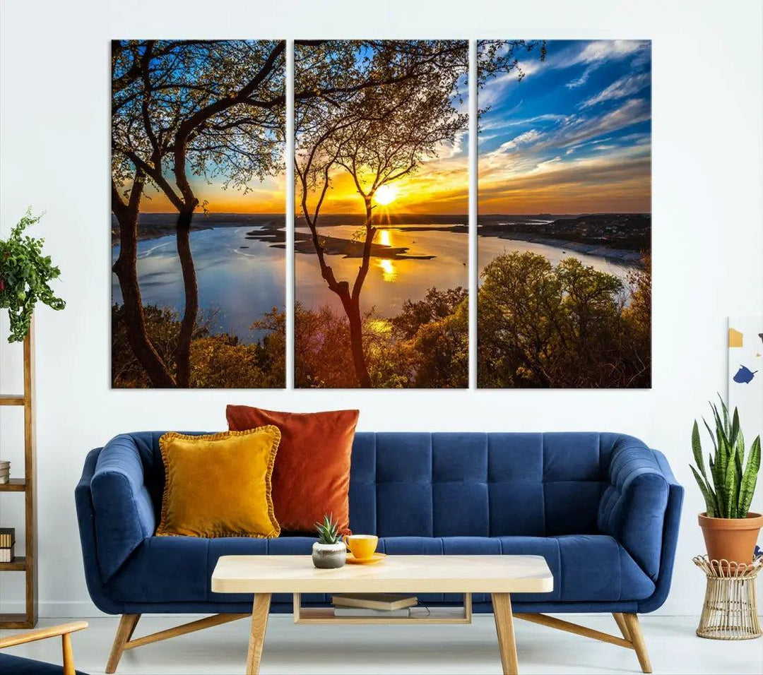 Natural Landscape Sunrise Poster Printed On Canvas Large Wall Art Canvas Print