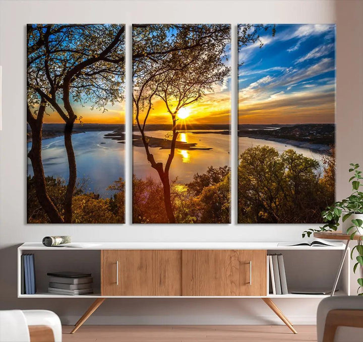 Natural Landscape Sunrise Poster Printed On Canvas Large Wall Art Canvas Print