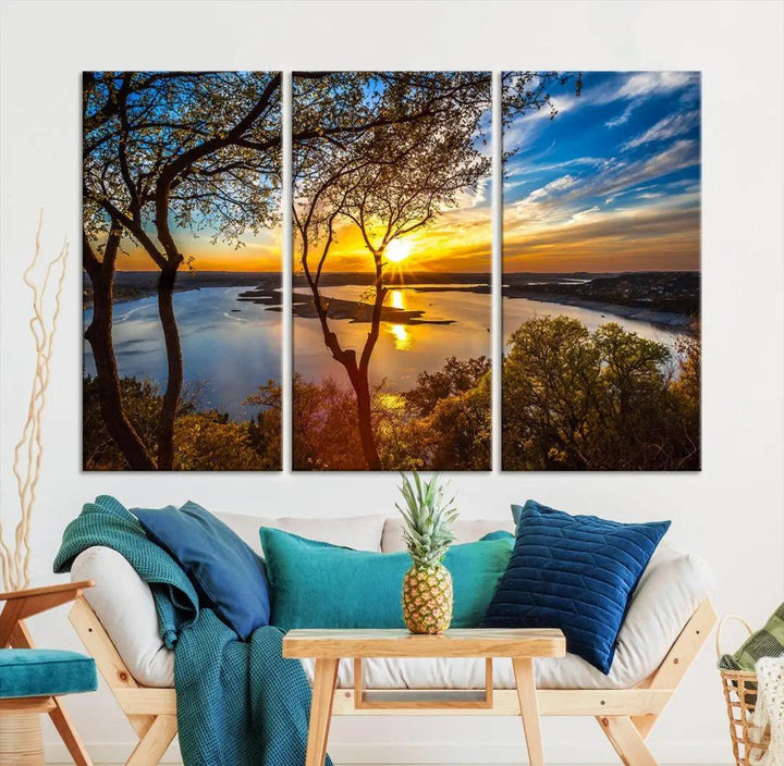 Natural Landscape Sunrise Poster Printed On Canvas Large Wall Art Canvas Print