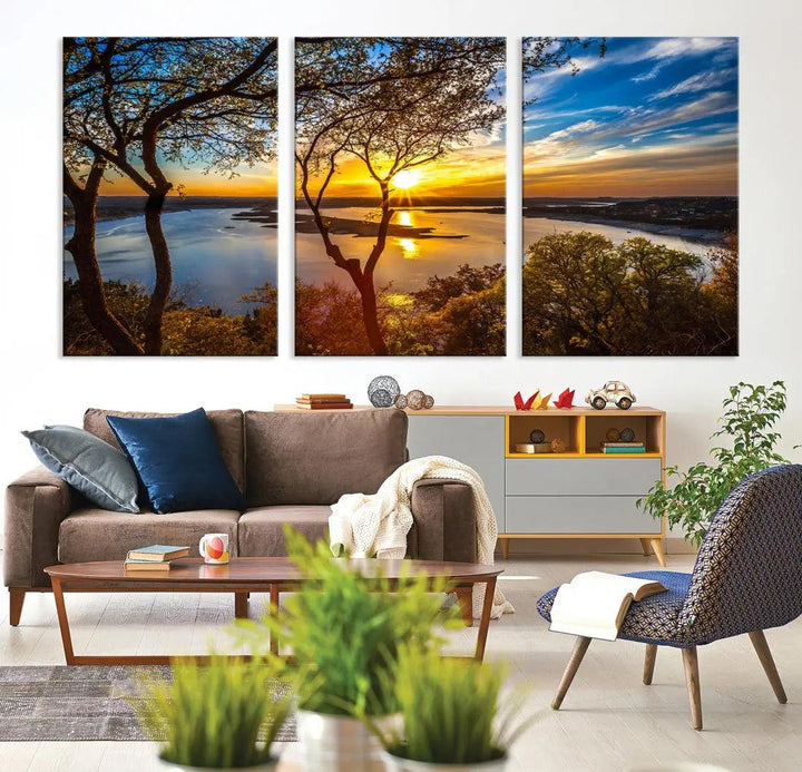 Natural Landscape Sunrise Poster Printed On Canvas Large Wall Art Canvas Print