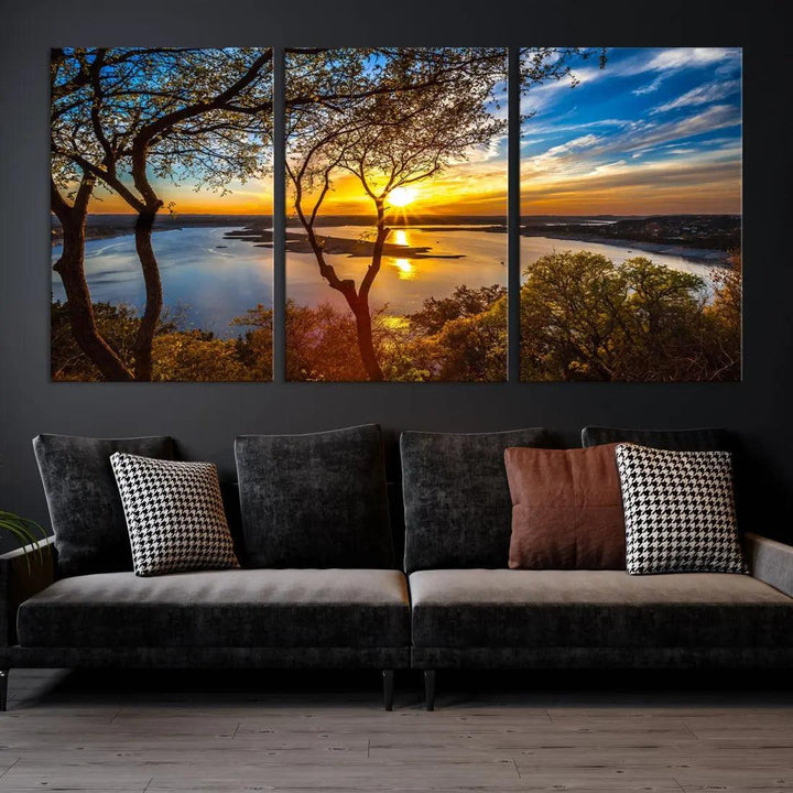 Natural Landscape Sunrise Poster Printed On Canvas Large Wall Art Canvas Print