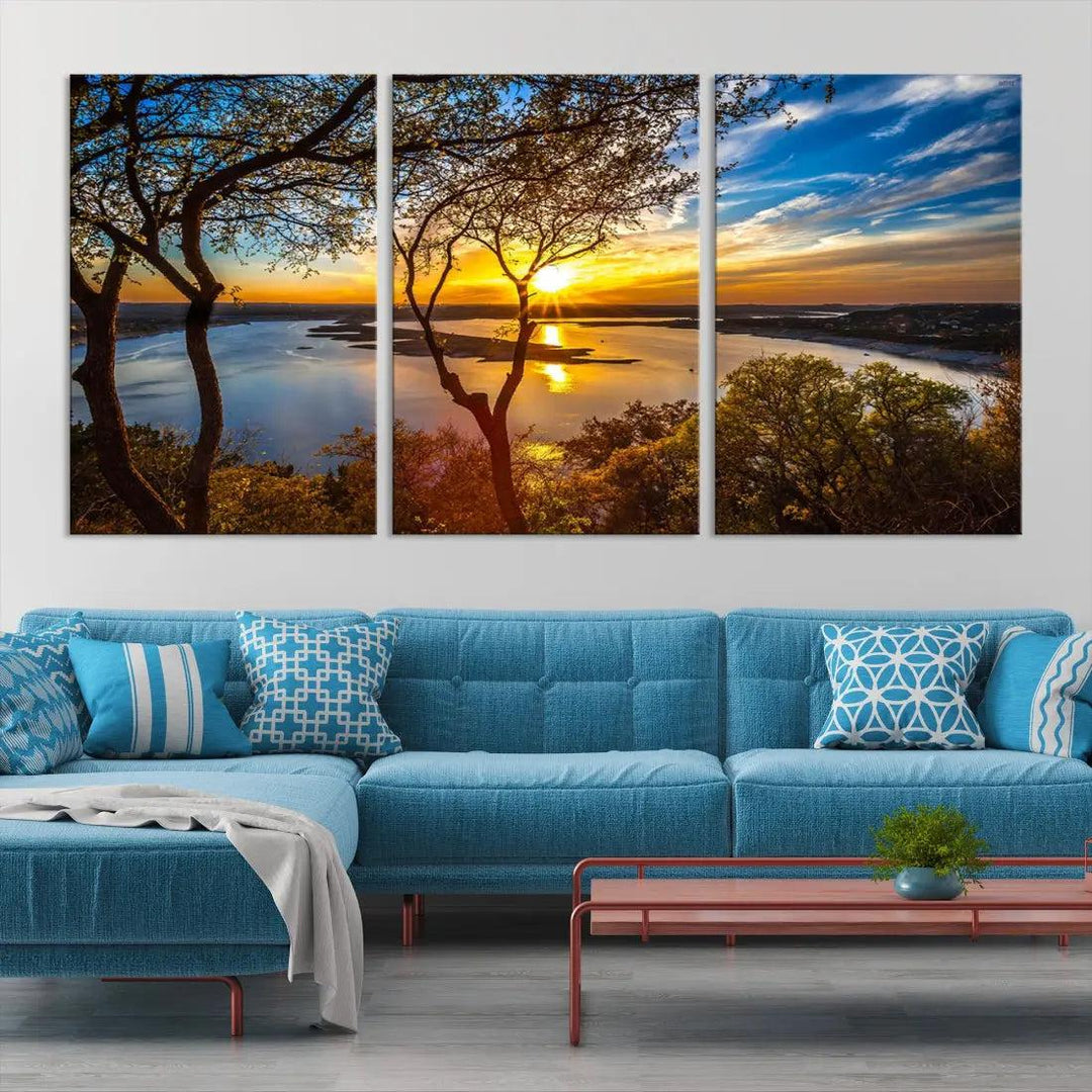 Natural Landscape Sunrise Poster Printed On Canvas Large Wall Art Canvas Print