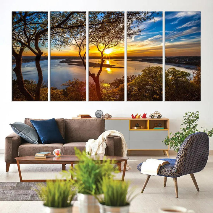 Natural Landscape Sunrise Poster Printed On Canvas Large Wall Art Canvas Print