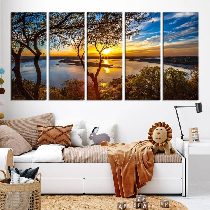 Natural Landscape Sunrise Poster Printed On Canvas Large Wall Art Canvas Print