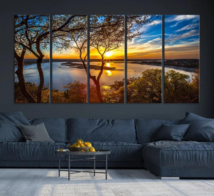 Natural Landscape Sunrise Poster Printed On Canvas Large Wall Art Canvas Print