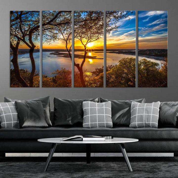 Natural Landscape Sunrise Poster Printed On Canvas Large Wall Art Canvas Print