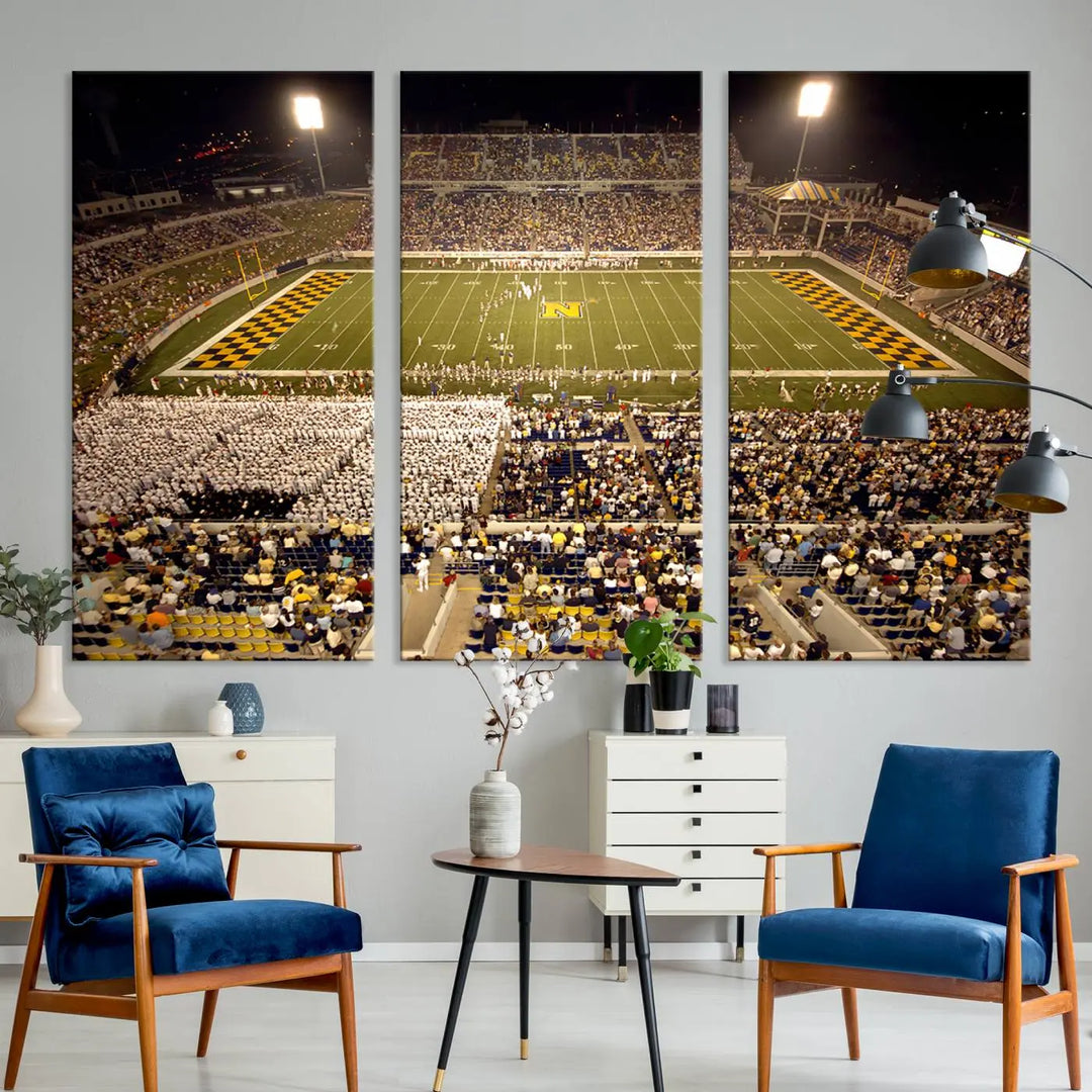 Navy Midshipmen Football Team Print - Navy–Marine Corps Memorial Stadium Wall Art Canvas Print