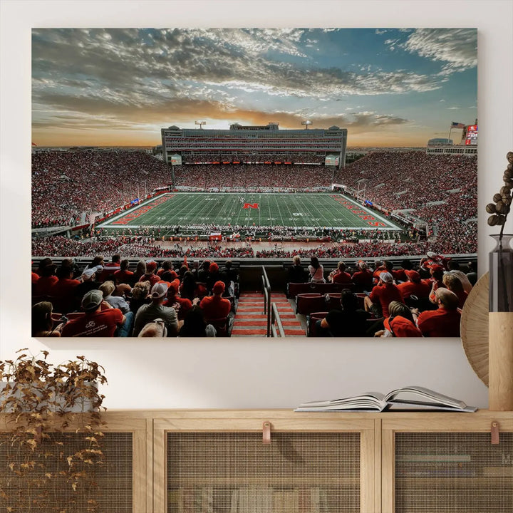 University of Nebraska Cornhuskers Football Team Print - Lincoln Memorial Stadium Wall Art Canvas Print